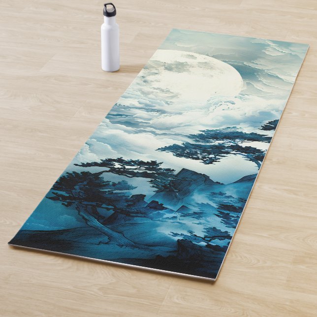Mystical Moonlit Mountain Landscape Yoga Mat (In Situ)