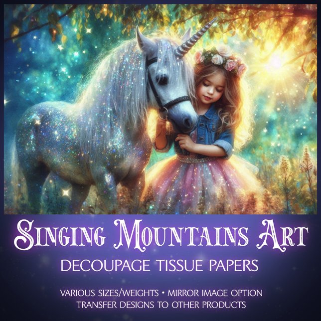Mystical Morning Unicorn Walk Decoupage Tissue Paper (Creator Uploaded)