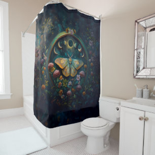 Mystical Moth and Moon Phases Portal Art LARGE Shower Curtain