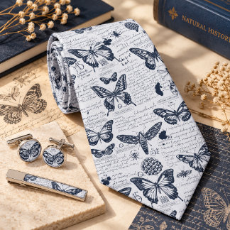 Mystical Moth Butterfly Pattern Tie