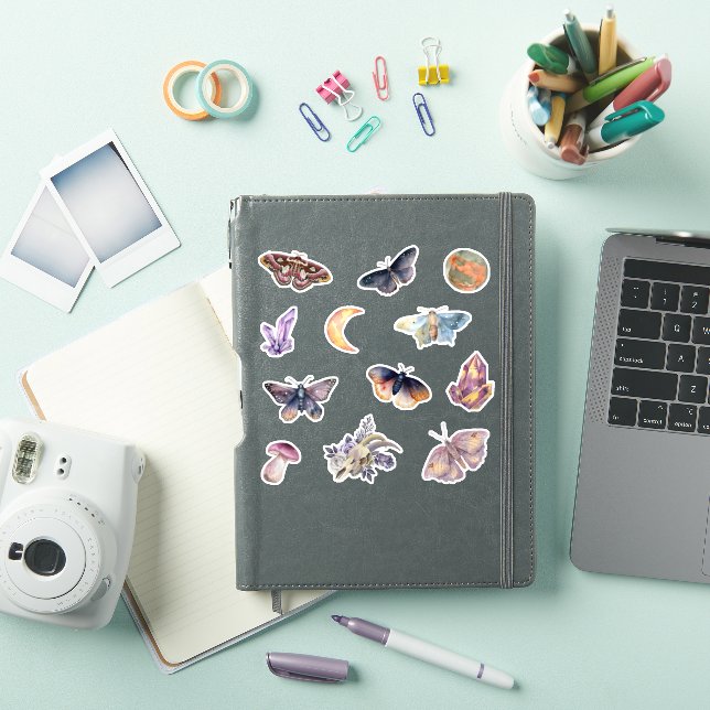 Mystical Moth Crystal Pattern Witch Stickers Set (iPad Cover)