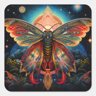 Mystical Moth Square Sticker