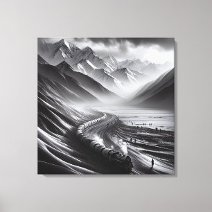 Mystical Mountain Rails: A Steam Train’s Odyssey Canvas Print