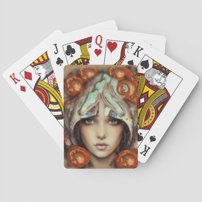 Mystical Mushroom Goddess Fantasy Art Playing Card (Back)