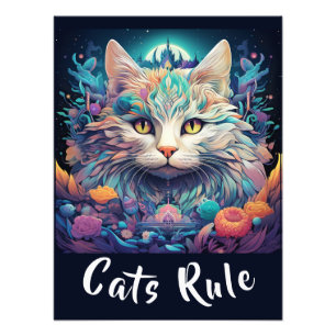 Mystical Native American Pop Art Cat Add Your Text Photo Print