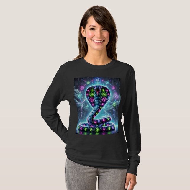 Mystical Neon Cobra T-Shirt Design. (Front Full)