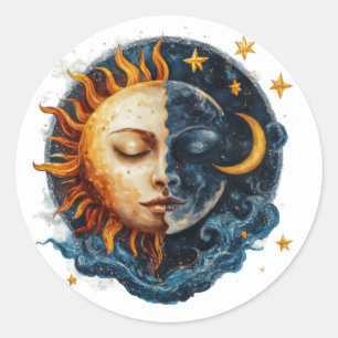 Mystical Night & Day Classic Round Sticker