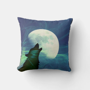 Mystical Night Wolf Decorative Pillow