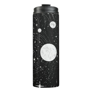 Mystical Nightfall: Chand Tare Black Shimmer Colle Thermal Tumbler
