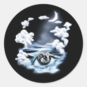 Mystical Ocean Eye Surreal Art Classic Round Stick Sticker
