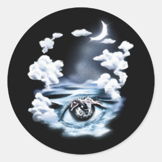 Mystical Ocean Eye Surreal Art Classic Round Stick Sticker