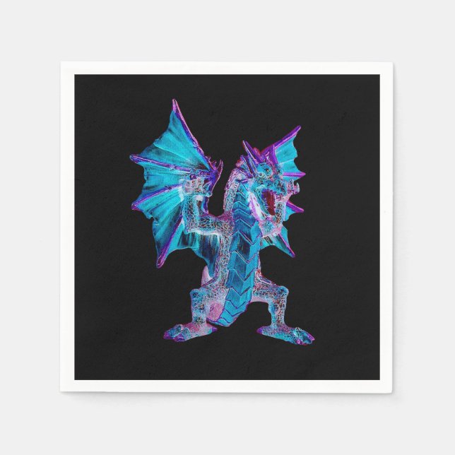 Mystical Ocean Fantasy Aqua Dragon Mythical x 50 Napkin (Front)