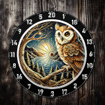 Mystical Owl Forest Art Dartboard<br><div class="desc">Add intrigue and elegance to your space with the "Mystical Owl Forest Dartboard Art." This captivating design features a majestic owl gazing under a star-studded sky, perched among whimsical tree branches. Ideal for man caves, fishing lodges, and college dorms, this dartboard offers the perfect blend of art and functionality. Constructed...</div>