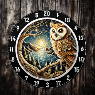 Mystical Owl Forest Art Dartboard