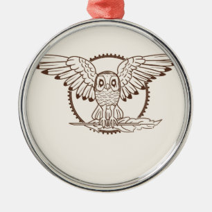 Mystical Owl in Flight Metal Tree Decoration