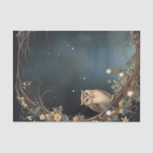 Mystical Owl Midnight Stars Decoupage Tissue Paper