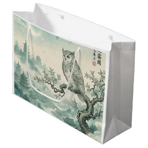 Mystical Owl Moon Landscape Art Large Gift Bag