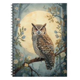 Mystical Owl Moonlight Forest Art Woodland Owl Notebook