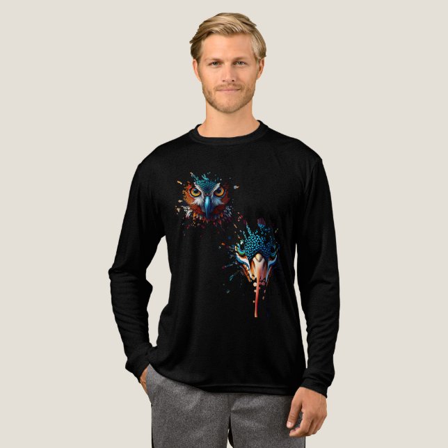  🦉 Mystical Owl Splatter Art - Dark Fantasy  Tri-Blend Shirt (Full Front)