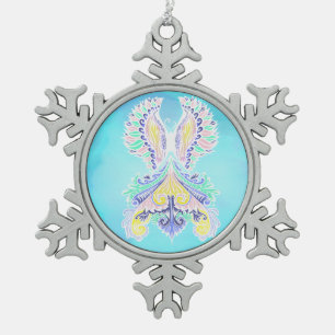 Mystical Pastel Butterfly Ethereal Boho Fantasy Snowflake Pewter Christmas Ornament