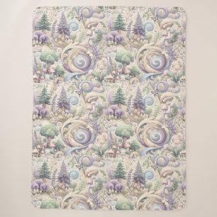 Mystical Pastel Woodland: A Cottagecore Whirl Sherpa Blanket