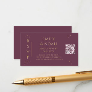 Mystical Plum Gold Budget QR Code RSVP Enclosure Card