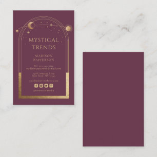 Mystical Plum Gold Sun Moon Astronomy Space Business Card