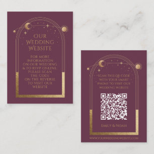 Mystical Plum Gold Wedding Website RSVP QR Code Enclosure Card