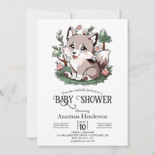Mystical Pretty Wolf Baby Shower Invitation
