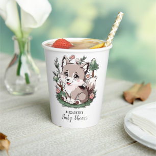 Mystical Pretty Wolf Baby Shower Paper Cups