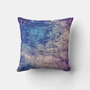 Mystical Purple Celestial World Map Cushion