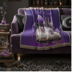 Mystical Purple Crystal and Tarot Inspired Design  Throw Blanket