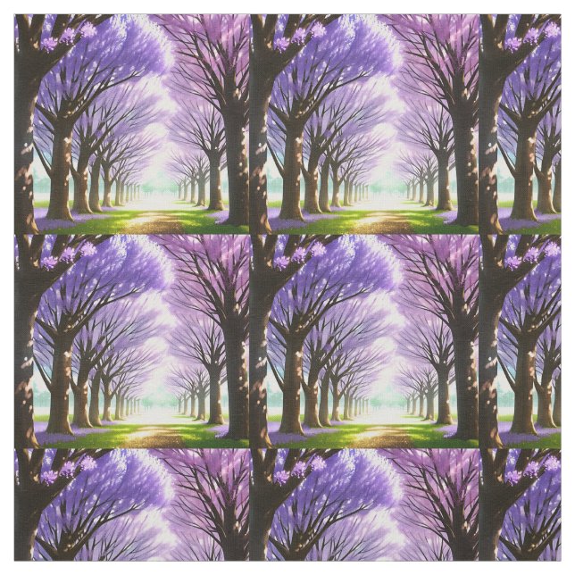 Mystical Purple Flowering Jacaranda Trees, Fabric (Swatch)