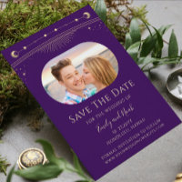 Mystical Purple Gold Celestial Wedding Photo
