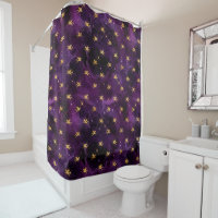 mystical purple night gold pegasus shower curtain