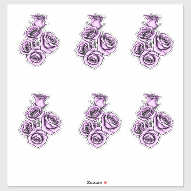 Mystical Purple Rose Custom-Cut Vinyl Stickers (Sheet)