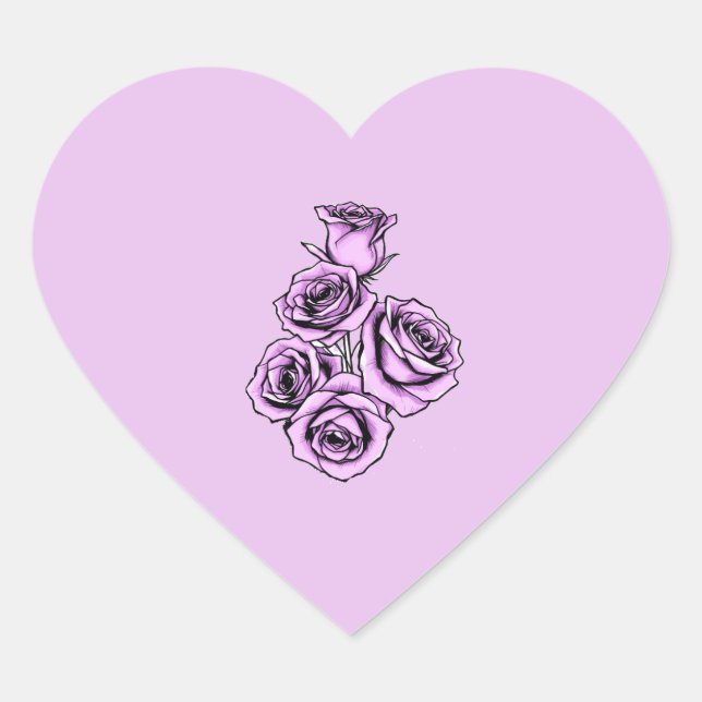 Mystical Purple Rose  Heart Sticker (Front)