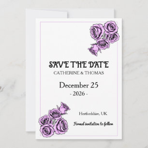 Mystical Purple Rose Wedding Save The Date