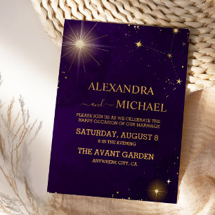  Mystical Purple Sun Moon Wedding Invitation
