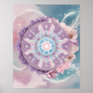 Mystical Purple Zodiac Mandala   Dreamy Astrology  Poster