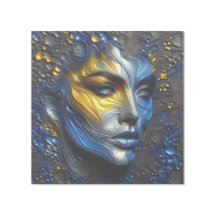 Mystical Radiance - An Embossed Female Face