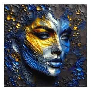 Mystical Radiance - An Embossed Female Face Photo Print