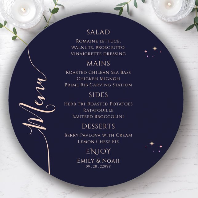 Mystical Rainbow Blue Sun Moon Stars Space Wedding Menu (Creator Uploaded)