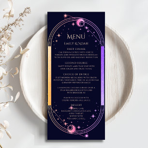 Mystical Rainbow Blue Sun Moon Stars Wedding Menu