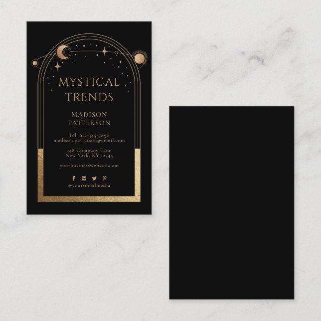 Mystical Rainbow Celestial Sun Moon Business Card (Front/Back)