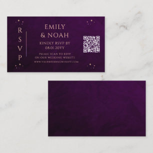 Mystical Rainbow Deep Plum Budget QR Code RSVP Enclosure Card