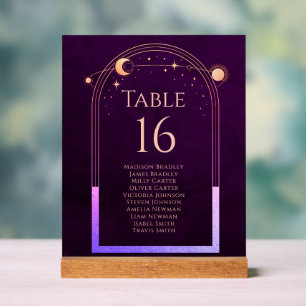 Mystical Rainbow Deep Plum Sun Moon Stars Space Acrylic Sign