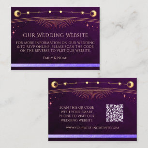 Mystical Rainbow Deep Plum Website RSVP QR Code Enclosure Card