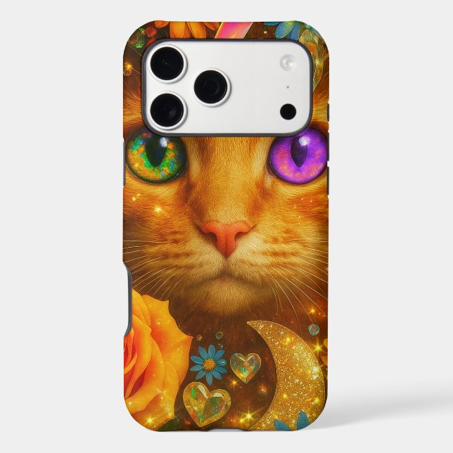 Mystical Rainbow Eyed Cat Floral Dream             (Back)