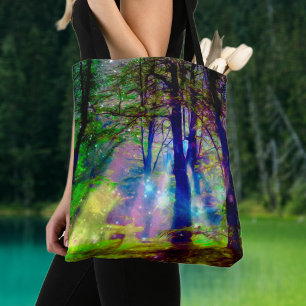 Mystical Rainbow Forest Fantasy Art Tote Bag